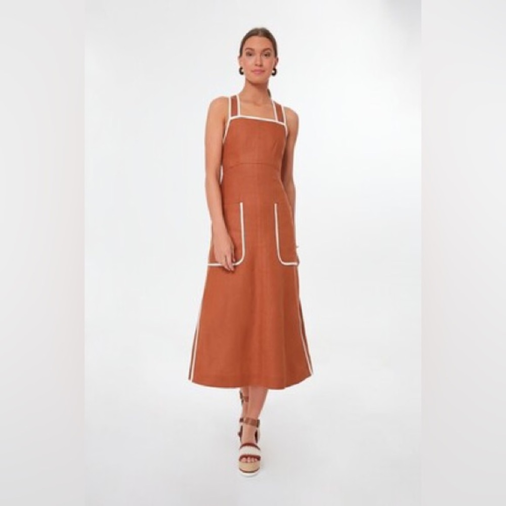 NWT Tuckernuck Oroton Linen Apron Dress | US Sz 10, AU Sz 14